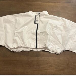 White windbreaker with black accents #sportswear